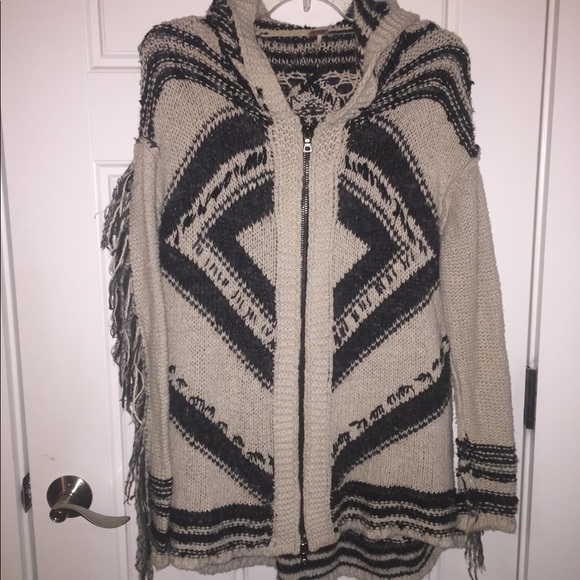 Free People Geo Fringe Sweater Jacket Cardigan S - Picture 3 of 7